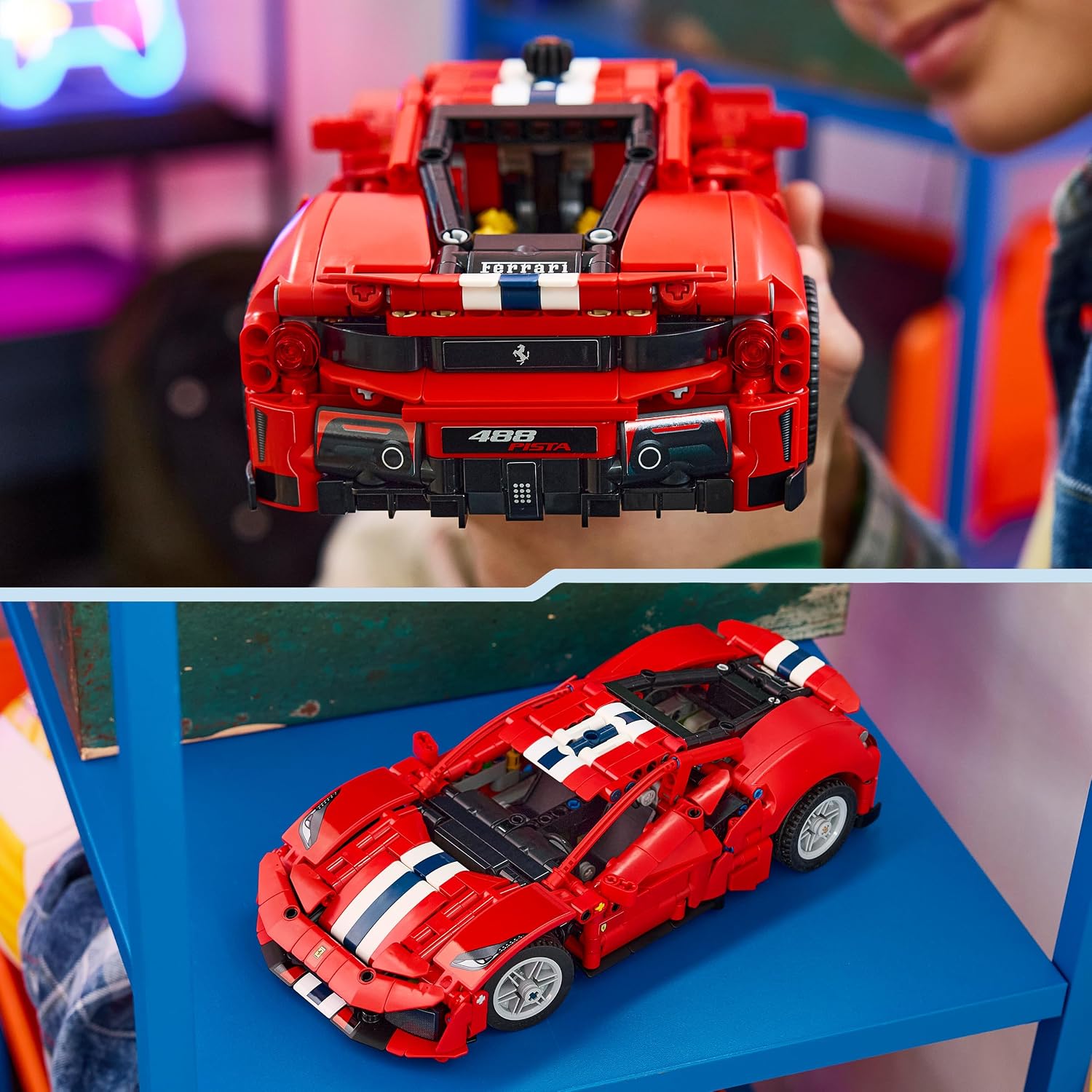 LEGO Technic Ferrari 488 PISTA Auto Speelgoed voor Kinderen vanaf 9 Jaar - Kinderkamer Decoratie - met Besturing, V8-Motor, Bewegende Zuigers en Differentieel - Cadeau voor Jongens en Meisjes 42235