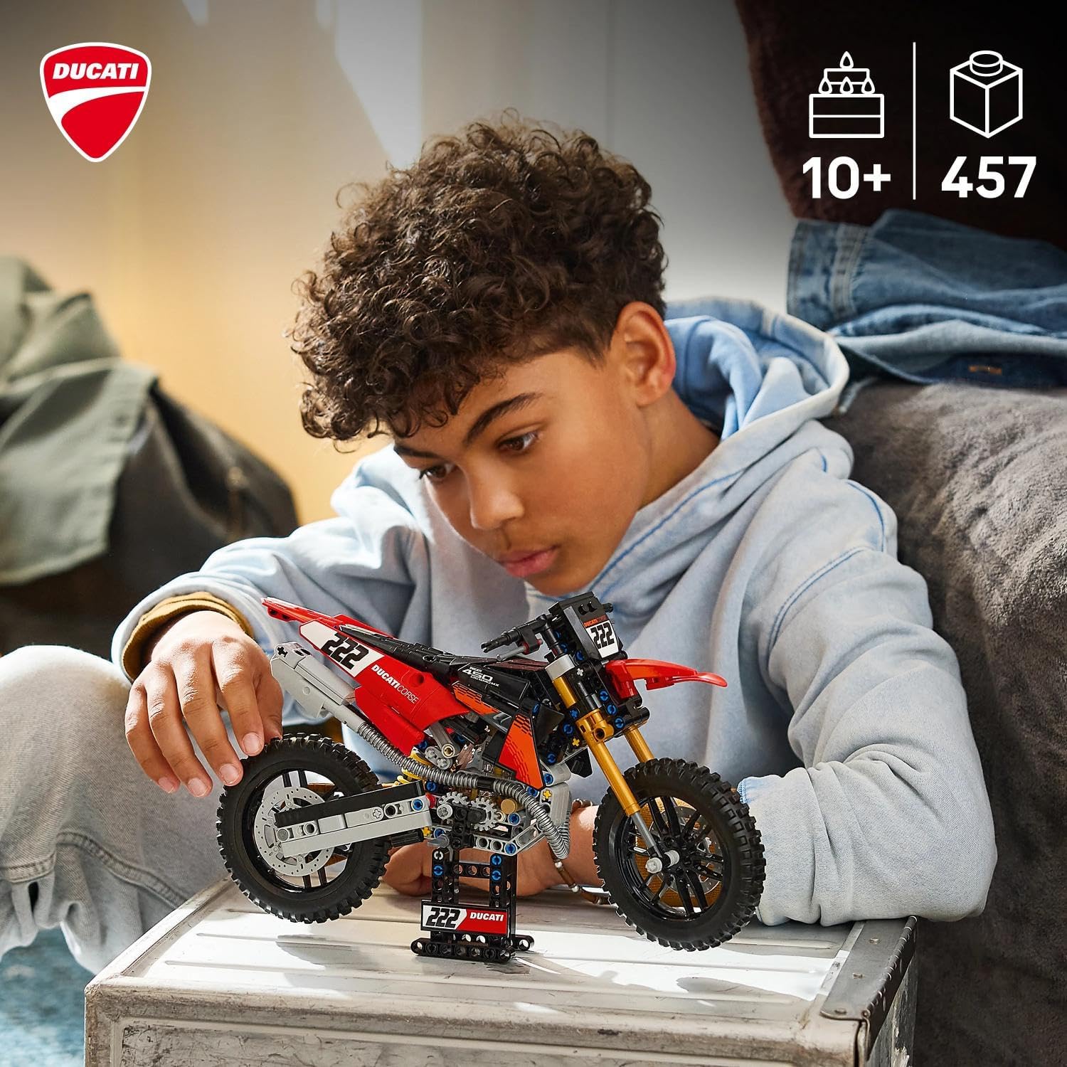 LEGO Technic Ducati Desmo450 MX Factory Motor Speelgoed voor Kinderen vanaf 10 Jaar - Voertuig Bouwpakket met Speelgoedmotor met Besturing en Ophanging - Cadeau voor Jongens en Meisjes - 42238