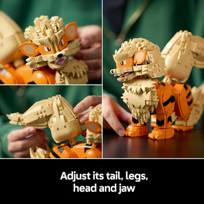 LEGO Pokémon Arcanine Figure - Building Set for Adults - Anime Model Kit w/Posable Tail, Legs & Head - DIY Room or Shelf Decor - Collectible Gaming Gift Idea - 72160