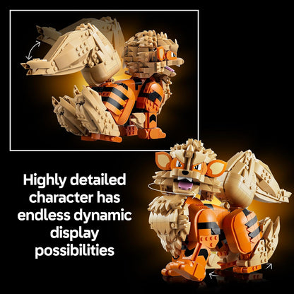 LEGO Pokémon Arcanine Figure - Building Set for Adults - Anime Model Kit w/Posable Tail, Legs & Head - DIY Room or Shelf Decor - Collectible Gaming Gift Idea - 72160