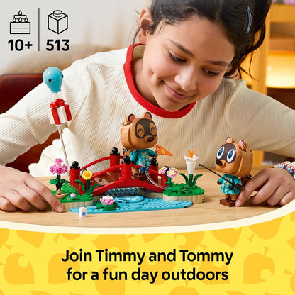 LEGO Animal Crossing Timmy & Tommy's Fun Day Out - Toy Raccoon Figures w/Accessories - DIY Kids' Bedroom Decor - Gaming Gift for 10+ Year Old Girls & Boys - 77059