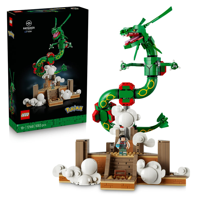 LEGO Pokémon Rayquaza Dieren Figuur Bouwpakket voor Volwassenen - Verstelbare Vliegende Draak met Zinnia en een Ultra Ball - Woondecoratie en Kantoor Decoratie - Cadeau voor Mannen en Vrouwen - 72168