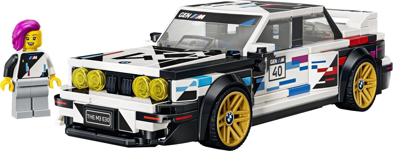 LEGO Speed Champions BMW M3 (E30) - Speelgoed Auto Bouwpakket voor Kinderen vanaf 9 Jaar - BMW Modelauto met Minifiguur - Kinderkamer Decoratie - Cadeau voor Jongens, Meisjes en Autoliefhebbers 77263