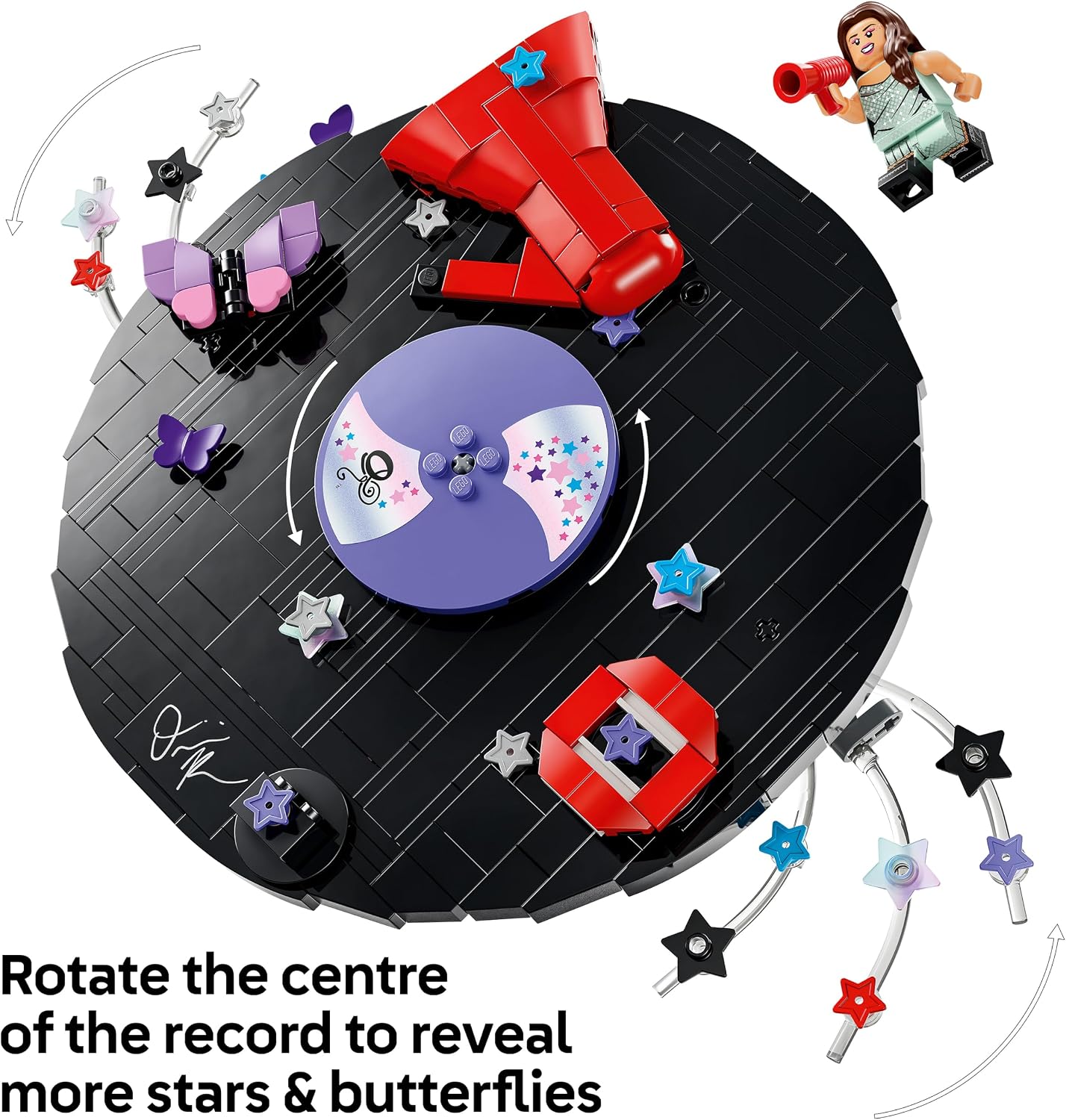 LEGO Editions Olivia Rodrigo's Vinyl - Toy w/Record Model, Minifigure & Accessories - Desk or Wall Decor - Music Gift for 10+ Year Old Girls, Boys & Fans - 43028