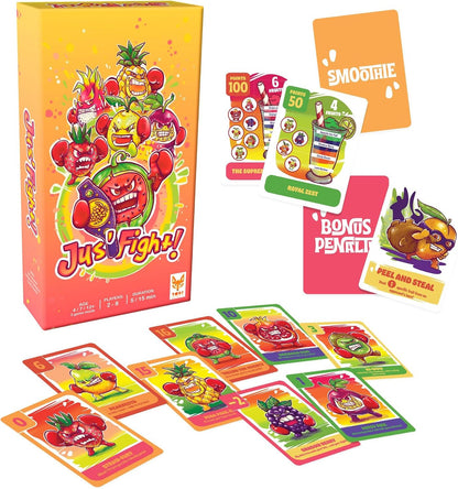 Topi Games | Jus' Fight | Card Game, Fast Paced Family Strategy Game With Fruit Battles And Special Action Cards | 2 To 8 Players | 15 Minutes