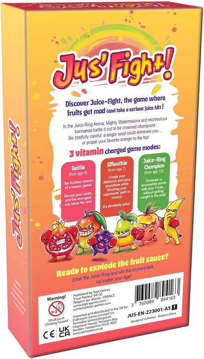 Topi Games | Jus' Fight | Card Game, Fast Paced Family Strategy Game With Fruit Battles And Special Action Cards | 2 To 8 Players | 15 Minutes