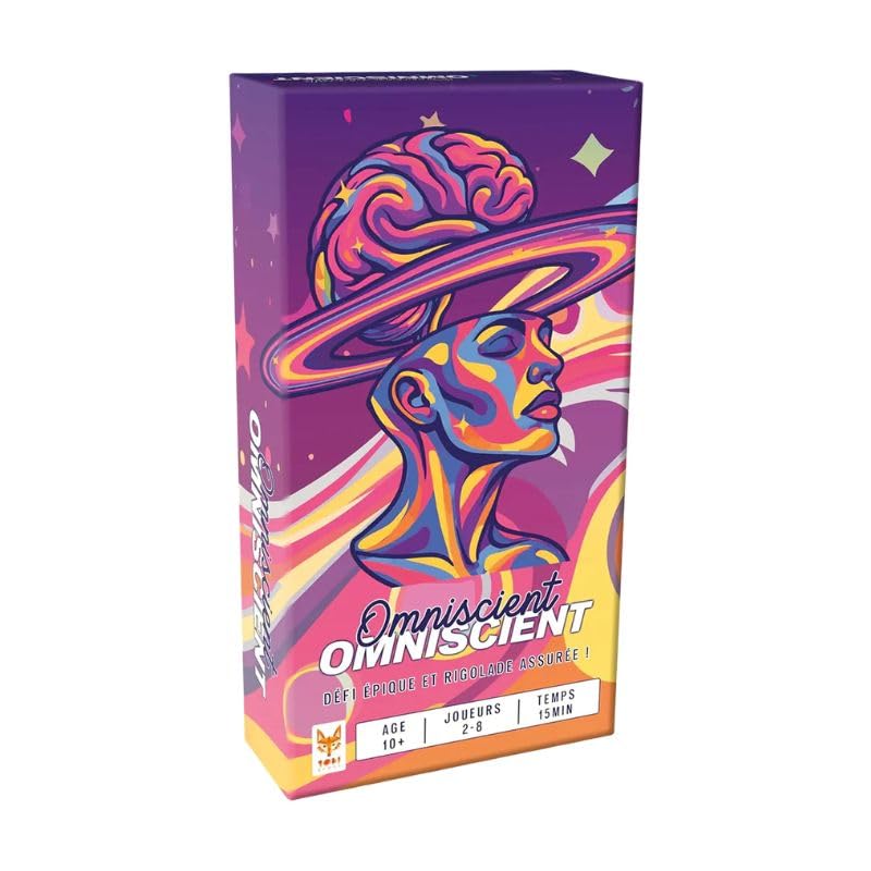 Topi Games Omniscient Card Game, English Edition | Two oral and written challenge modes for 2-8 players, ages 10+, with 160 cards, hourglass and notepad.