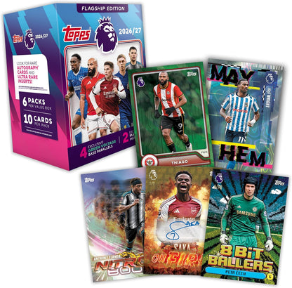 Topps Flagship Premier League 2026/27 Trading Cards - Value Box | The Value box contains 60 cards with 4 Green Voltage base parallels and 2 exclusive Mayhem inserts per box.