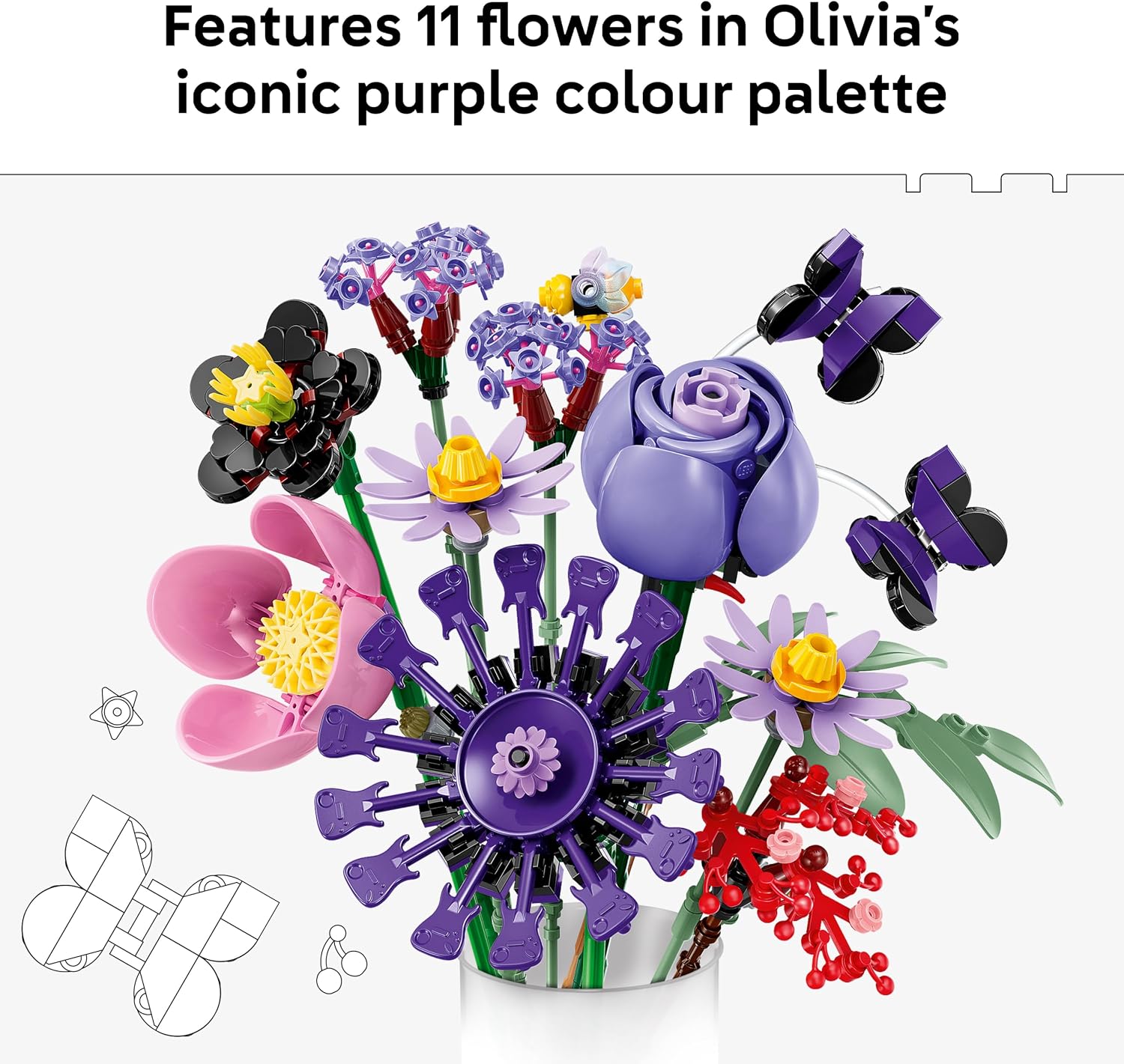 LEGO Botanicals Editions Olivia Rodrigo's Flower Bouquet - 11 Artificial Flowers incl. Faux Roses & Daisies - Kids' Bedroom Decor - Gift Idea for 9+ Year Old Girls & Fans - 11507
