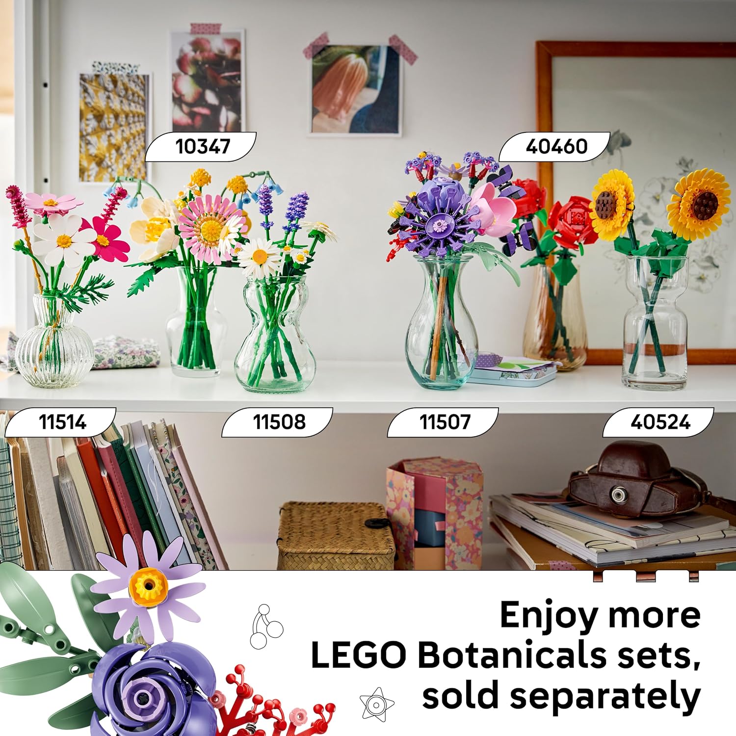 LEGO Botanicals Editions Olivia Rodrigo's Flower Bouquet - 11 Artificial Flowers incl. Faux Roses & Daisies - Kids' Bedroom Decor - Gift Idea for 9+ Year Old Girls & Fans - 11507