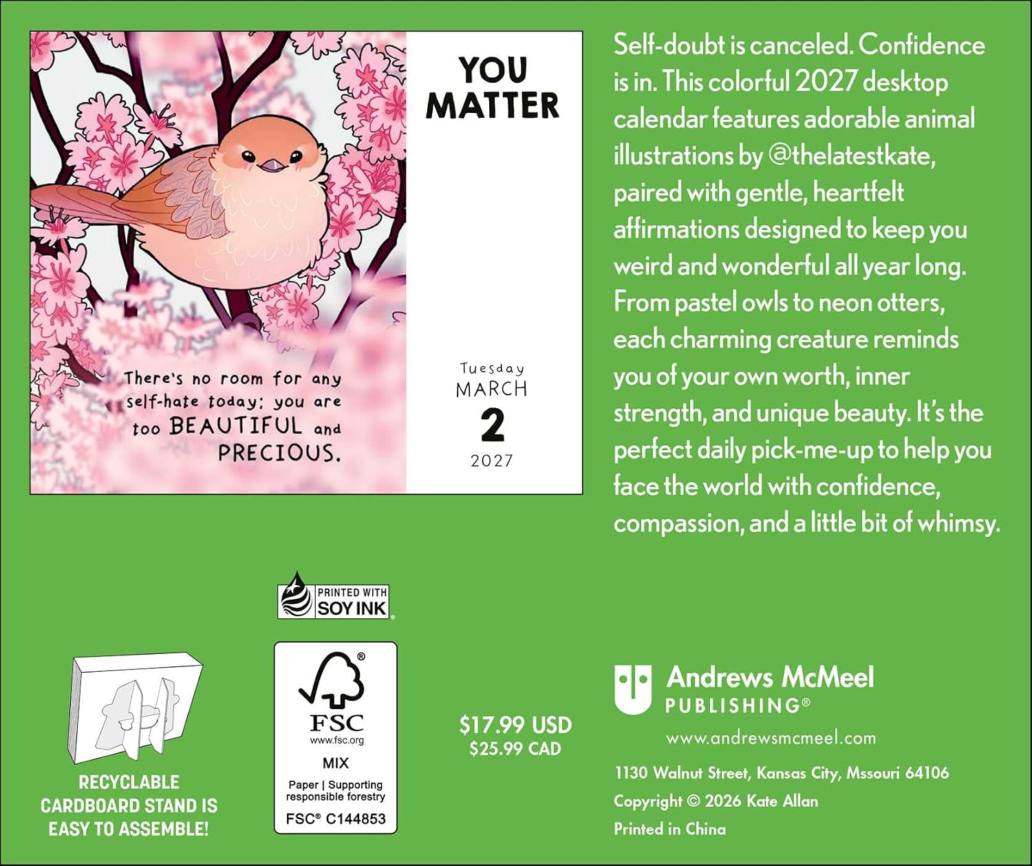 Kate Allan 2027 Day-to-Day Calendar: You Matter Today, Tomorrow, and Always