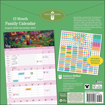 Disney Dreams by Thomas Kinkade Studios 17-Month 2026-2027 Family Wall Calendar