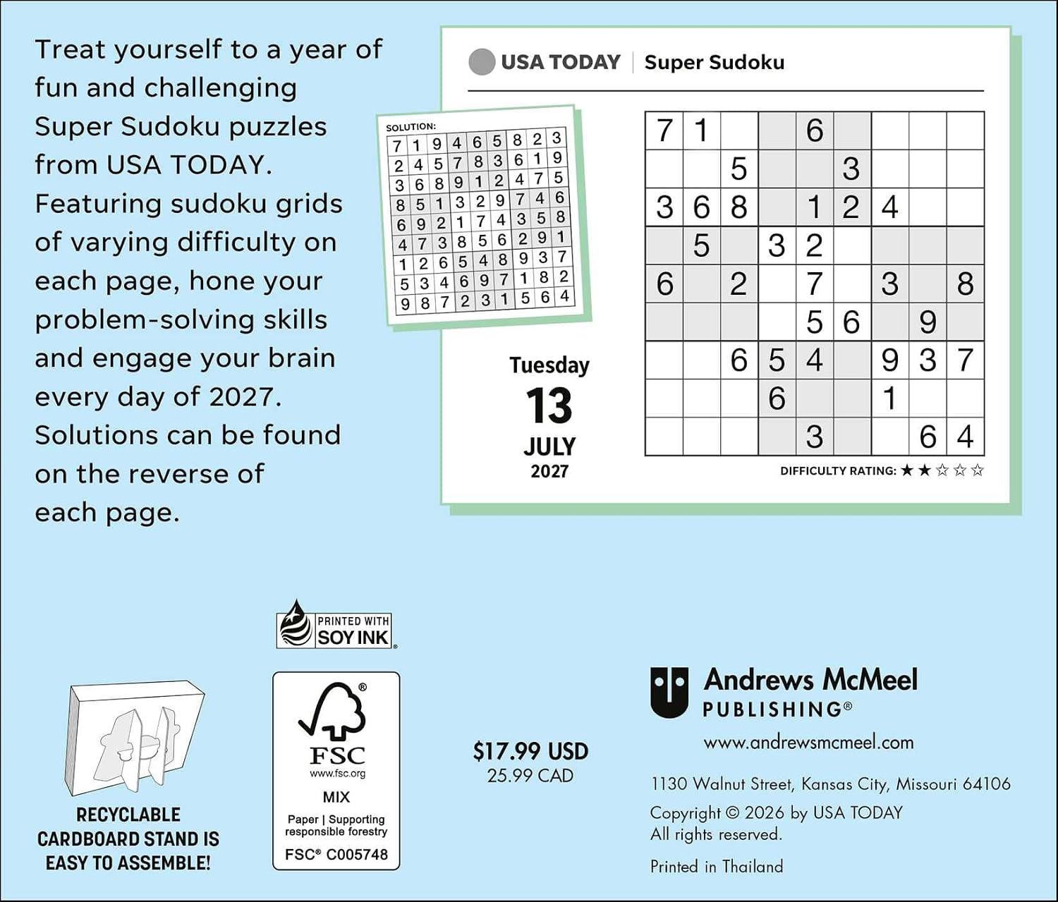 USA TODAY Super Sudoku 2027 Day-to-Day Calendar