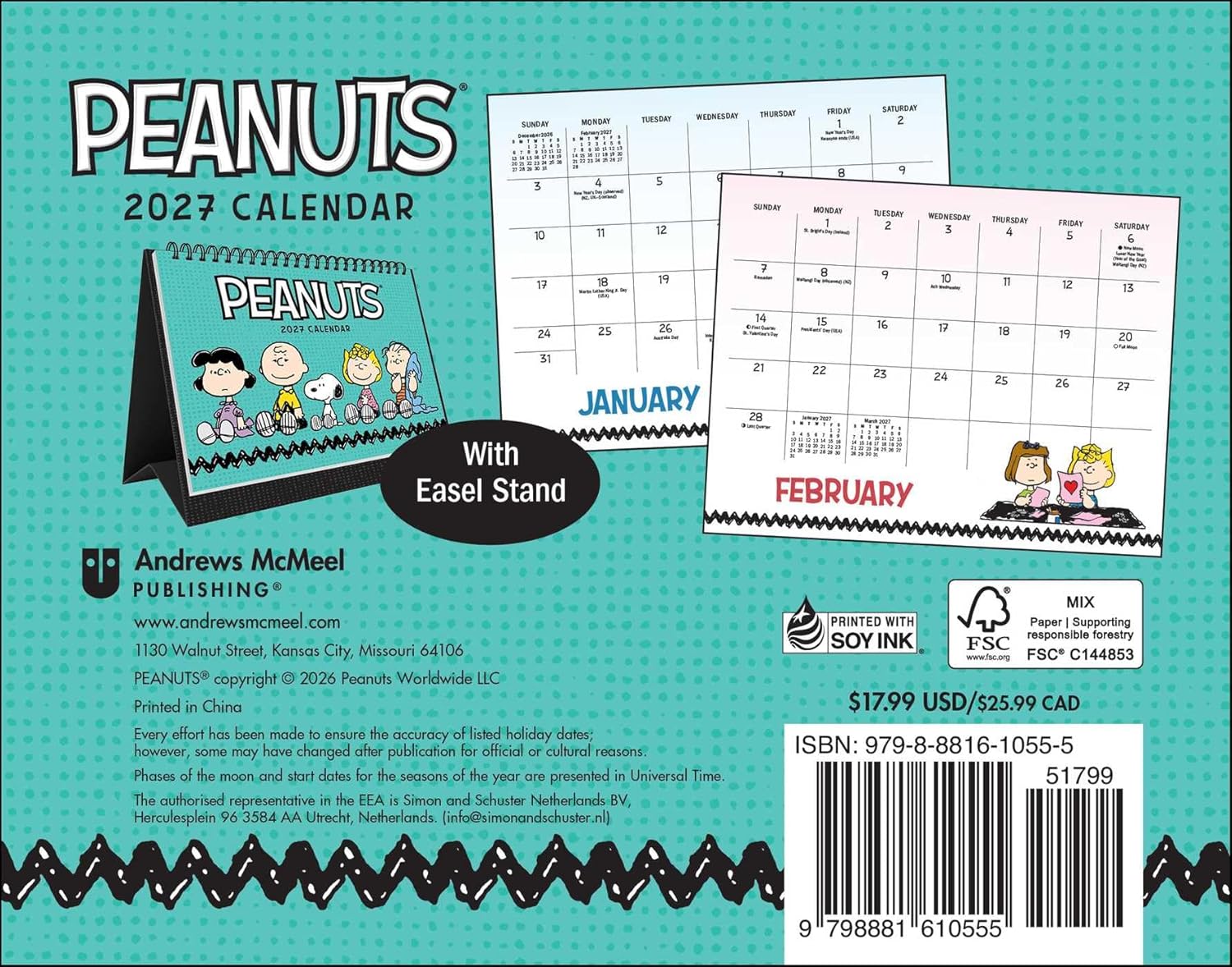 PEANUTS® 2027 Monthly Desk Calendar