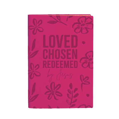 Kerusso - Loved Chosen Redeemed by Jesus - 8.4 x 5.5 Inch Soft Touch Faux Leather - Composition Journal Notebook, Fuchsia Pink