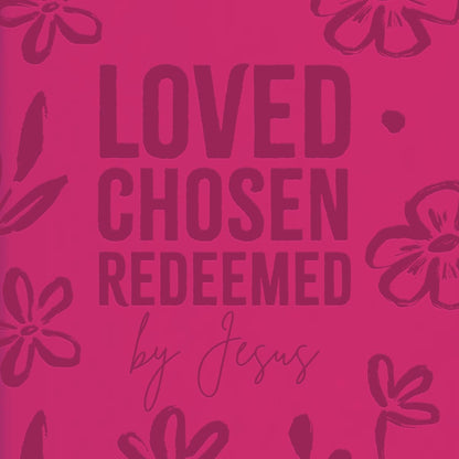 Kerusso - Loved Chosen Redeemed by Jesus - 8.4 x 5.5 Inch Soft Touch Faux Leather - Composition Journal Notebook, Fuchsia Pink