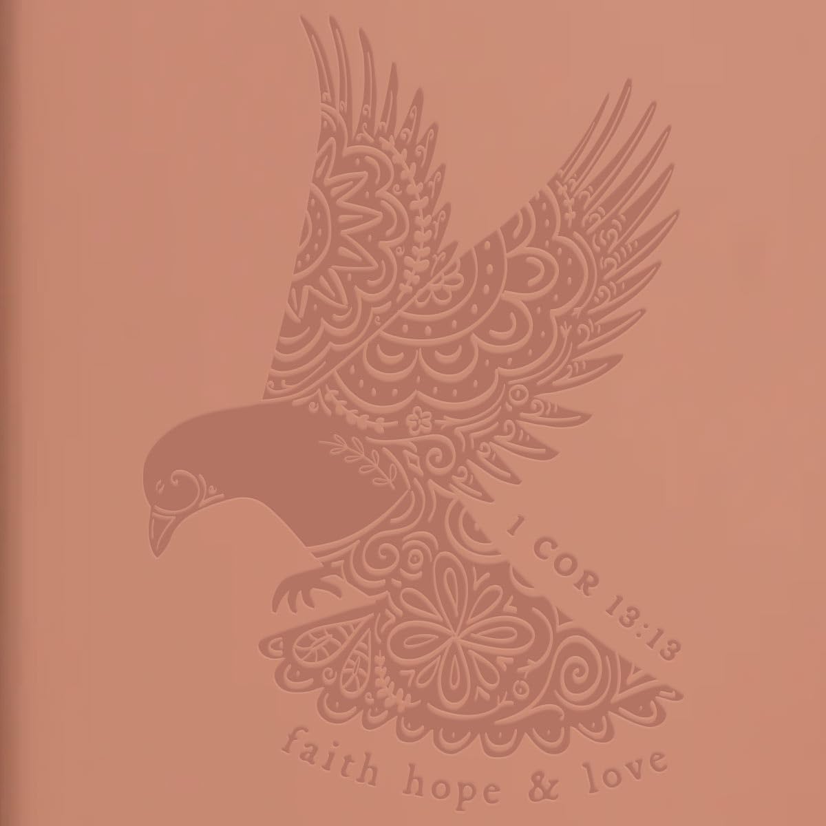 Kerusso - Faith Hope Love - 1 Cor. 13:13-8.4 x 5.5 Inch Soft Touch Faux Leather - Composition Journal Notebook, Peach