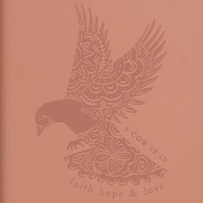 Kerusso - Faith Hope Love - 1 Cor. 13:13-8.4 x 5.5 Inch Soft Touch Faux Leather - Composition Journal Notebook, Peach