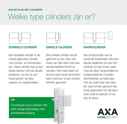 Axa Dubbel Cilinderslot - 30/30 Mm - Security - Veiligheidscilinder Vernikkeld - Skg2 - Incl. 9 Sleutels