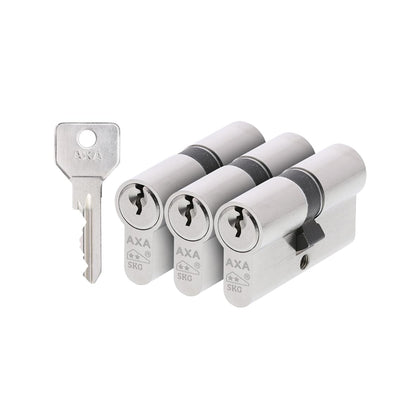 Axa Dubbel Cilinderslot - 30/30 Mm - Security - Veiligheidscilinder Vernikkeld - Skg2 - Incl. 9 Sleutels