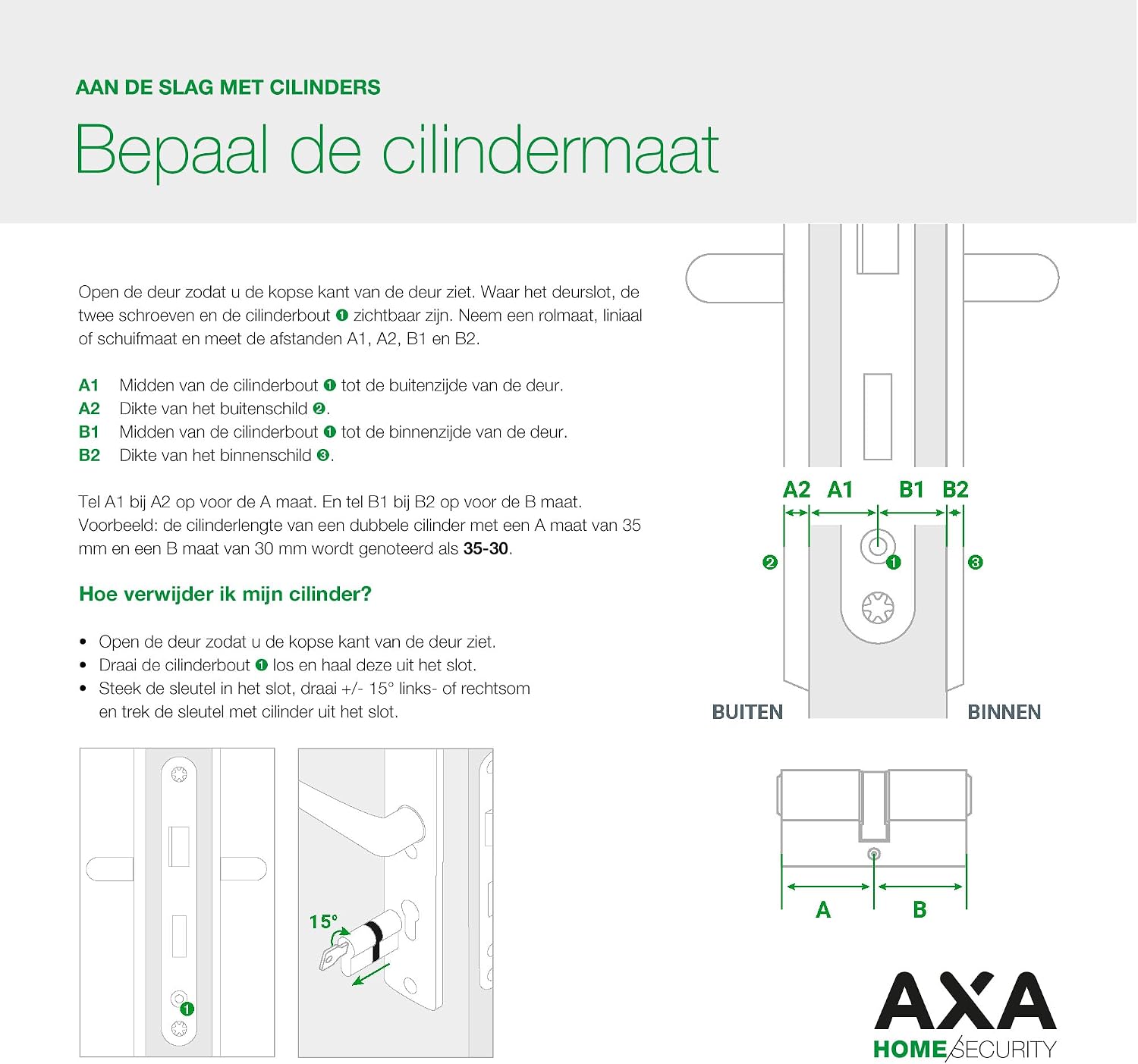 Axa Dubbel Cilinderslot - 30/30 Mm - Security - Veiligheidscilinder Vernikkeld - Skg2 - Incl. 9 Sleutels