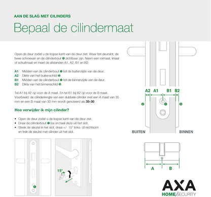Axa Dubbel Cilinderslot - 30/30 Mm - Security - Veiligheidscilinder Vernikkeld - Skg2 - Incl. 9 Sleutels