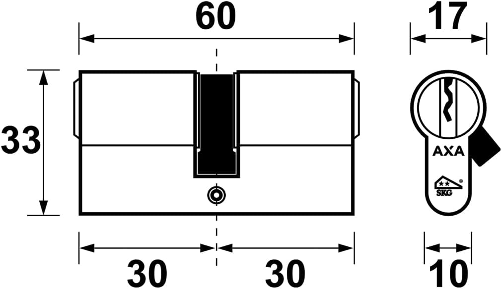 Axa Dubbel Cilinderslot - 30/30 Mm - Security - Veiligheidscilinder Vernikkeld - Skg2 - Incl. 9 Sleutels