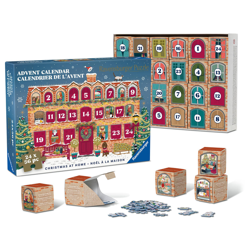 Ravensburger Jigsaw Puzzle Advent Calendar Christmas at Home – 24 x 56 Piece Festive Puzzles by Claire Wilson – Build Individually or Create One Large Christmas Puzzle