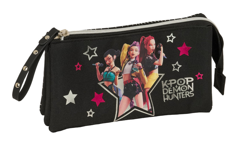 K-POP Demon Hunters – ENERGY – Triple Pencil Case, Children's Case, Ideal for School Ages, Comfortable and Versatile, Resistance, 22 x 3 x 12 cm