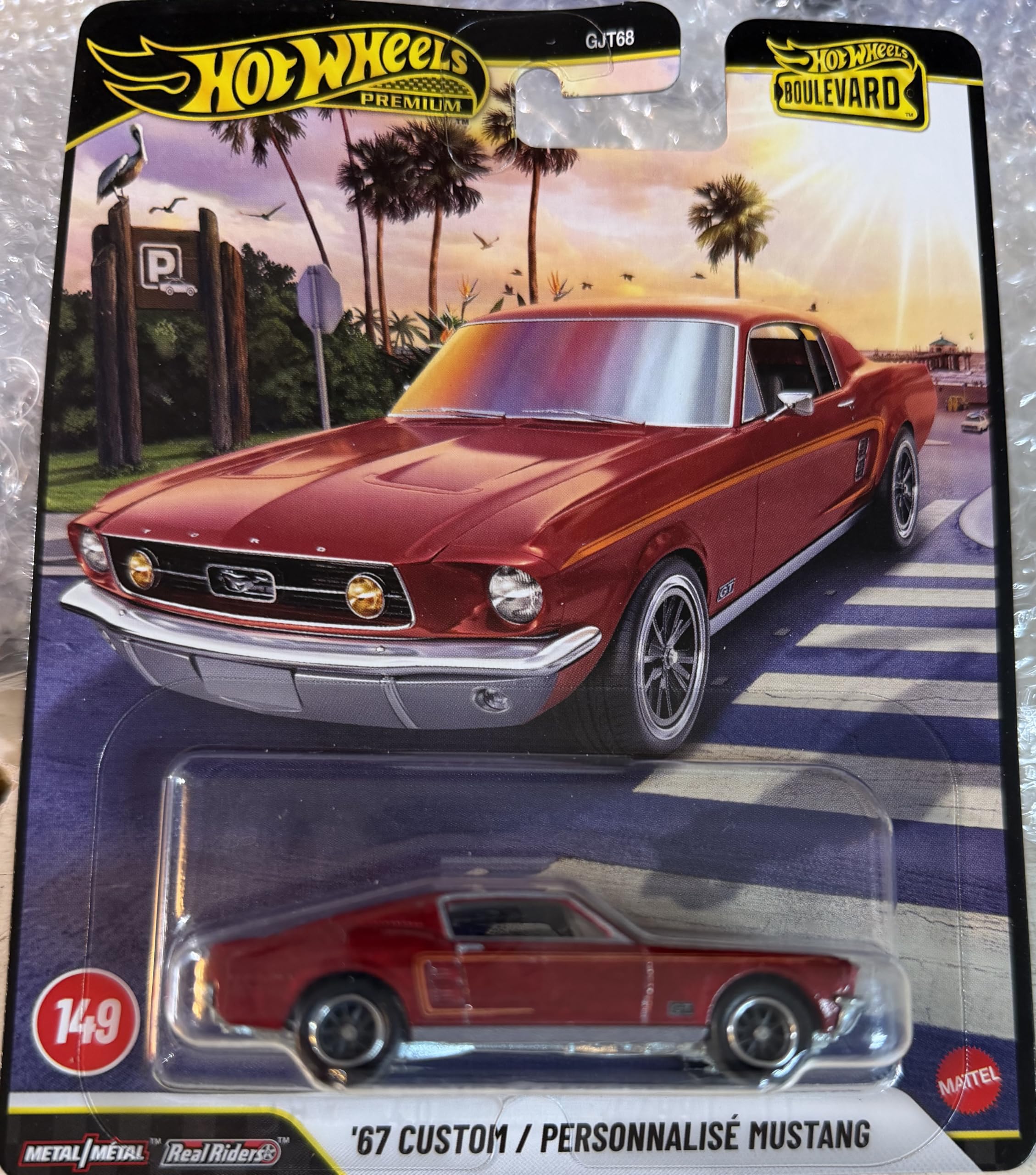 Hot Wheels Boulevard '67 Mustang Vehicle Vehicle Toy Custom for Vehicles Ages 3 and Up, Red JHW40