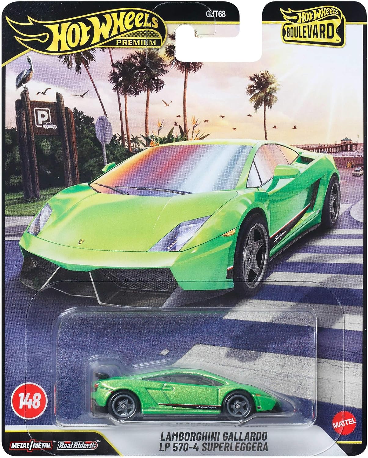 Hot Wheels - Premium - Lamborghini Gallardo LP 570-4 Superleggera - JHW33 - GJT68 - Boulevard Rider 1/48 - Premium Card - Real Riders - Green - Official Model - Mattel 2026-1:64