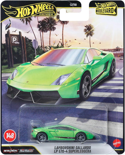 Hot Wheels - Premium - Lamborghini Gallardo LP 570-4 Superleggera - JHW33 - GJT68 - Boulevard Rider 1/48 - Premium Card - Real Riders - Green - Official Model - Mattel 2026-1:64