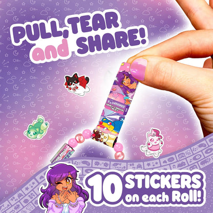 Sticki Rolls X Aphmau S2 Capsules - Surprise Blind Pack, Includes 50 Stickers, Custom Bracelet & Charm, Kawaii Collectable Fun