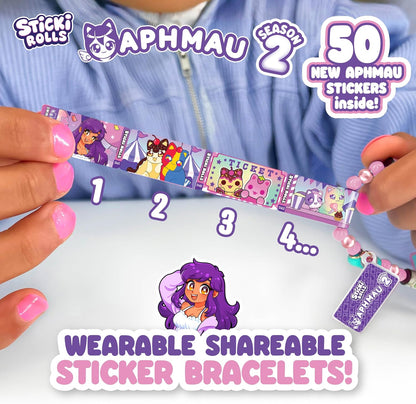 Sticki Rolls X Aphmau S2 Capsules - Surprise Blind Pack, Includes 50 Stickers, Custom Bracelet & Charm, Kawaii Collectable Fun