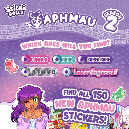 Sticki Rolls X Aphmau S2 Capsules - Surprise Blind Pack, Includes 50 Stickers, Custom Bracelet & Charm, Kawaii Collectable Fun