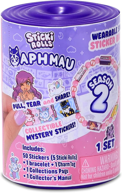 Sticki Rolls X Aphmau S2 Capsules - Surprise Blind Pack, Includes 50 Stickers, Custom Bracelet & Charm, Kawaii Collectable Fun