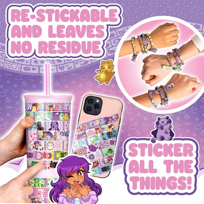 Sticki Rolls X Aphmau S2 Capsules - Surprise Blind Pack, Includes 50 Stickers, Custom Bracelet & Charm, Kawaii Collectable Fun