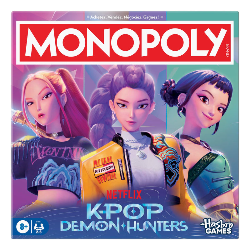 Monopoly : Kpop Demon Hunters, Brettspiel | Familienspiel für Kinder, Jugendliche und Erwachsene | lustige Geschenke für Kinder | 2 bis 6 Spieler | ab 8 Jahren – französische Version