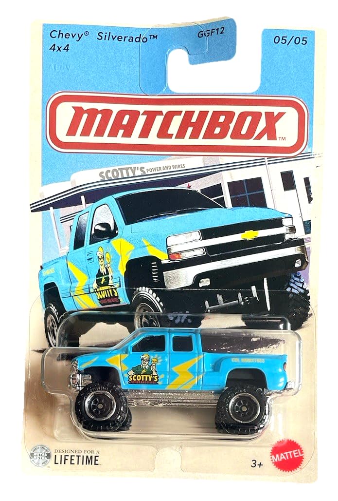 Matchbox - Chevy Silverado 4x4-5/5 Truck Series 2026-1:76 Model Car Children's Toy Pickup USA - Licensed Model with Offroad Look - JJR49