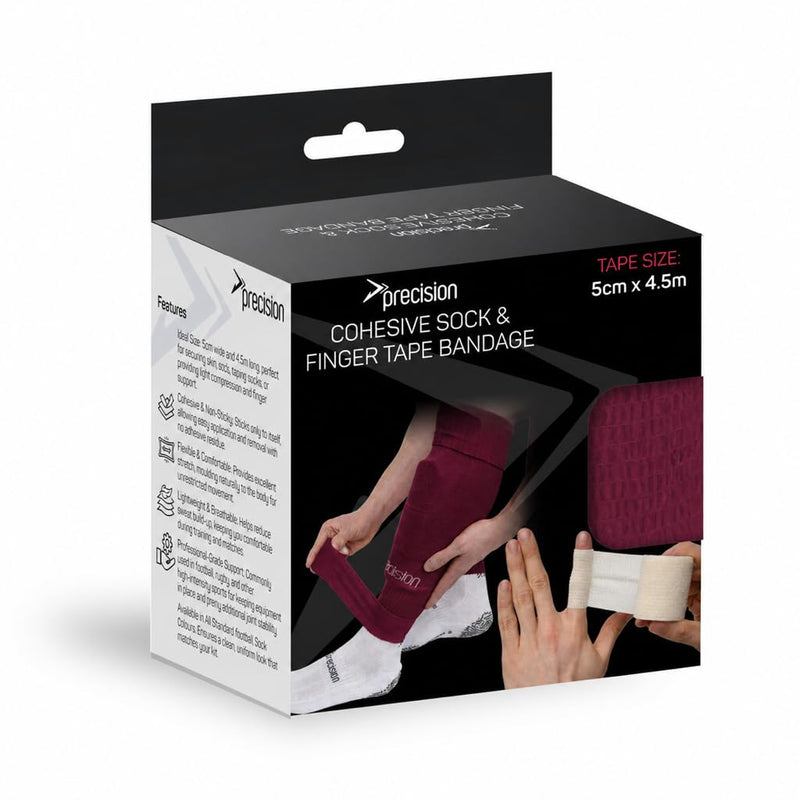 Precision Cohesive Sock & Finger Tape Bandage (Maroon, 5cm x 4.5m)