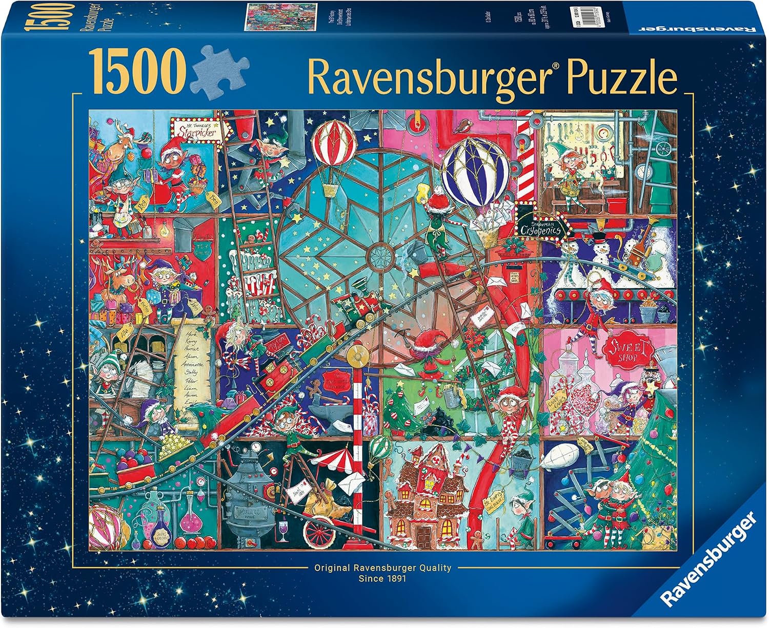 Ravensburger Elf Factory Jigsaw 1500 Pieces | Christmas Puzzle for Adults & Families | Premium Quality with Festive Elf Workshop Scene