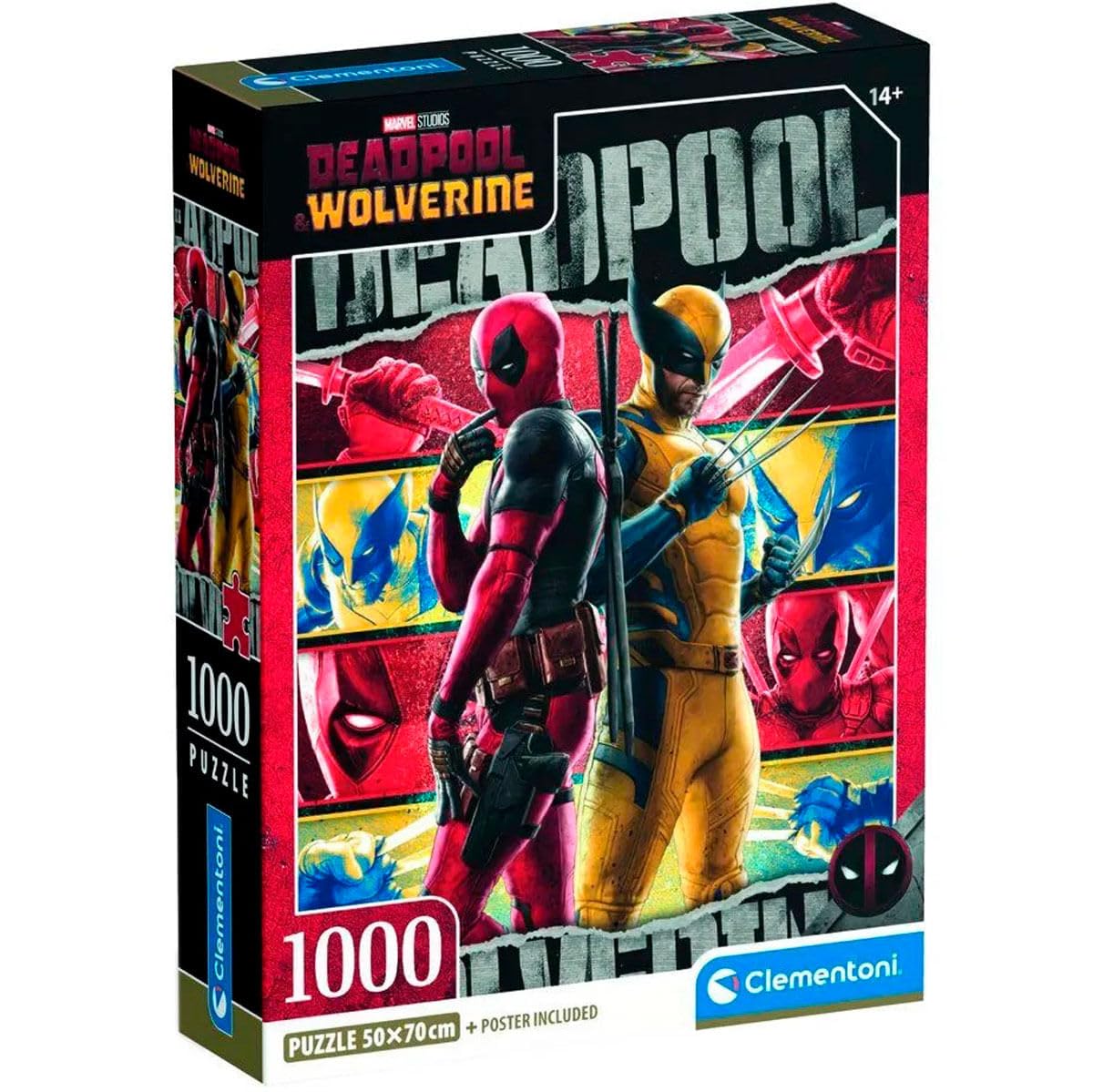 Clementoni Puzzle Marvel Deadpool 1000 Stücke, Compact Box | Puzzle für Erwachsene 14 - 99 Jahre, Geschenk für Mann und Frau, Made in Italy, 37050