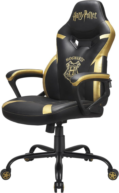 Subsonic Harry Potter - Junior gamer chair - Gaming office chair Black and gold - Official License | Official Harry Potter black & gold gamer office chair — 5cm HD foam, embroidery, ergonomic & height-adjustable rocking seat