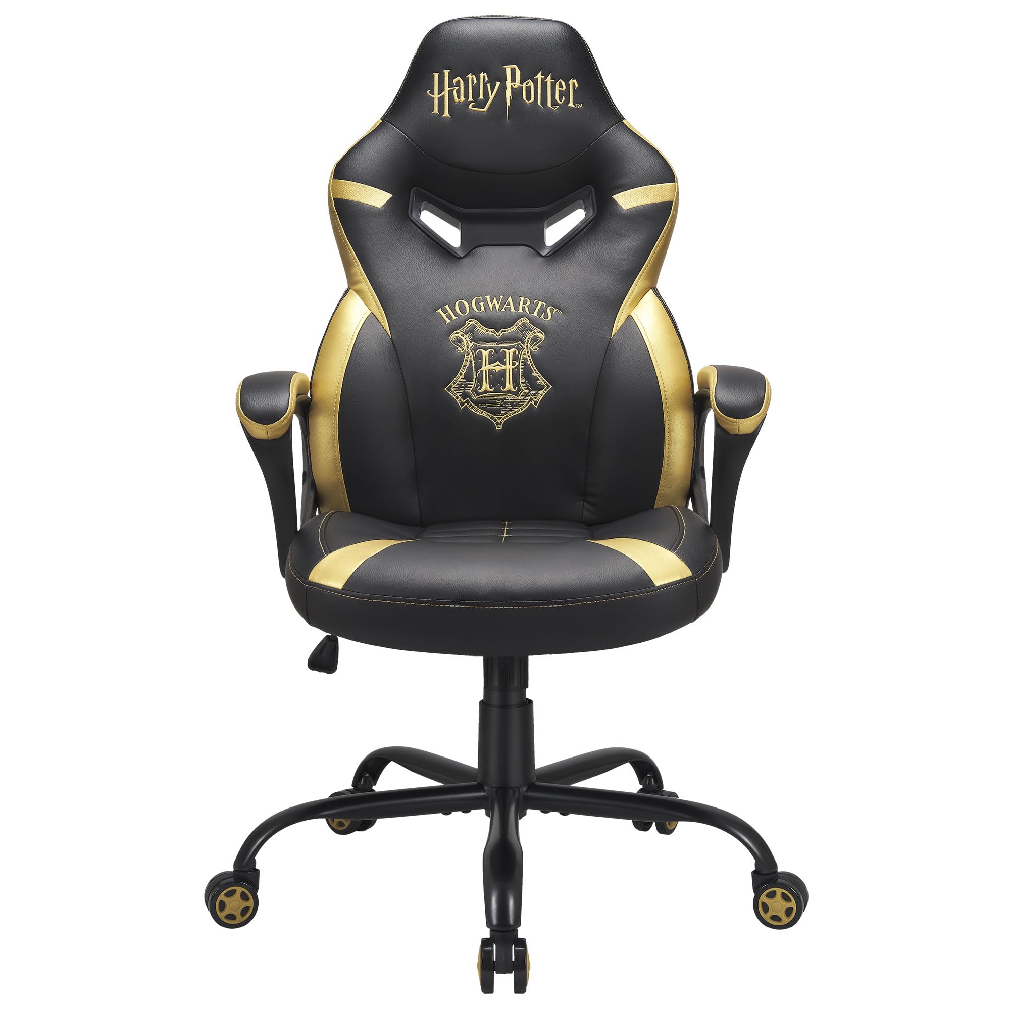 Subsonic Harry Potter - Junior gamer chair - Gaming office chair Black and gold - Official License | Official Harry Potter black & gold gamer office chair — 5cm HD foam, embroidery, ergonomic & height-adjustable rocking seat