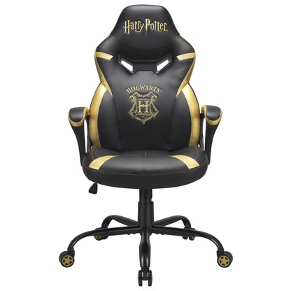 Subsonic Harry Potter - Junior gamer chair - Gaming office chair Black and gold - Official License | Official Harry Potter black & gold gamer office chair — 5cm HD foam, embroidery, ergonomic & height-adjustable rocking seat