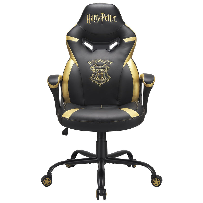 Subsonic Harry Potter - Junior gamer chair - Gaming office chair Black and gold - Official License | Official Harry Potter black & gold gamer office chair — 5cm HD foam, embroidery, ergonomic & height-adjustable rocking seat