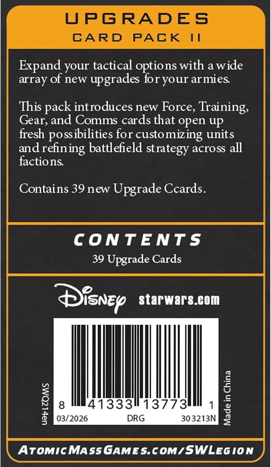 Asmodee | Star Wars: Legion Upgrades Card Pack II | Miniatures Game | Expand your tactical options with 60 essential upgrade cards for your units and commanders. 2 players | 90 mins | Ages 14+