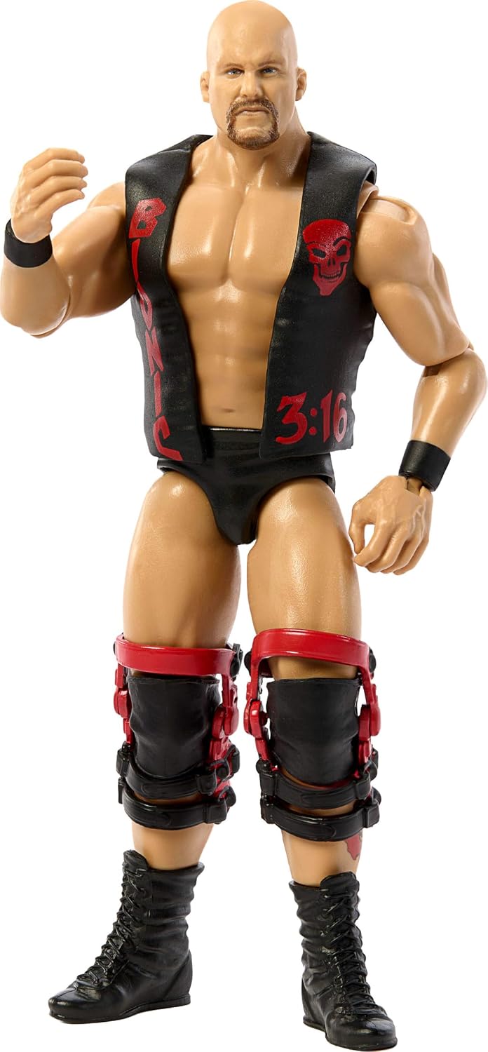 Mattel WWE “Stone Cold” Steve Austin Action Figure, Main Event Series #167, 6-inch Collectible Superstar with 14 Articulation Points & Life-Like Look