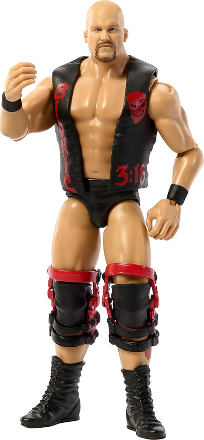 Mattel WWE “Stone Cold” Steve Austin Action Figure, Main Event Series #167, 6-inch Collectible Superstar with 14 Articulation Points & Life-Like Look