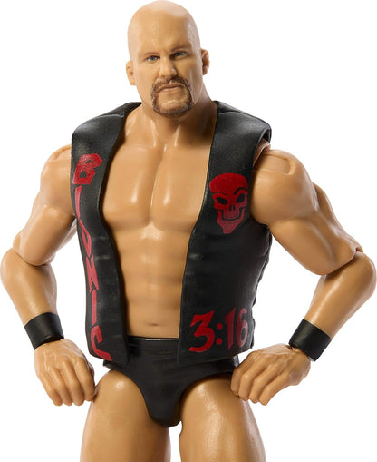Mattel WWE “Stone Cold” Steve Austin Action Figure, Main Event Series #167, 6-inch Collectible Superstar with 14 Articulation Points & Life-Like Look